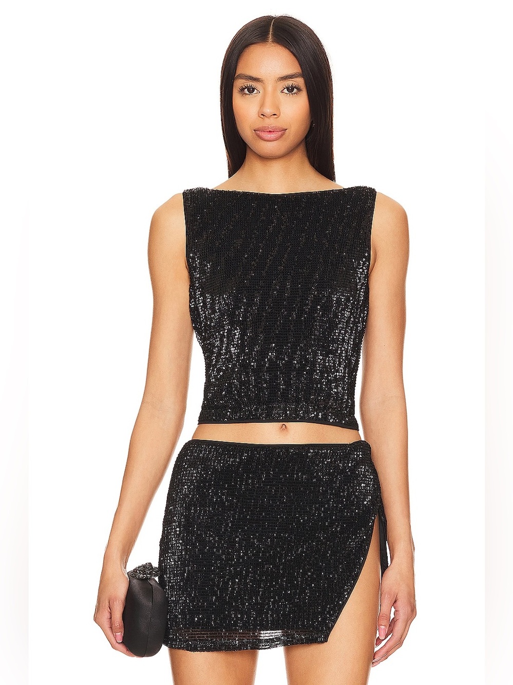 Lovers + Friends Black Sequin Selma Top